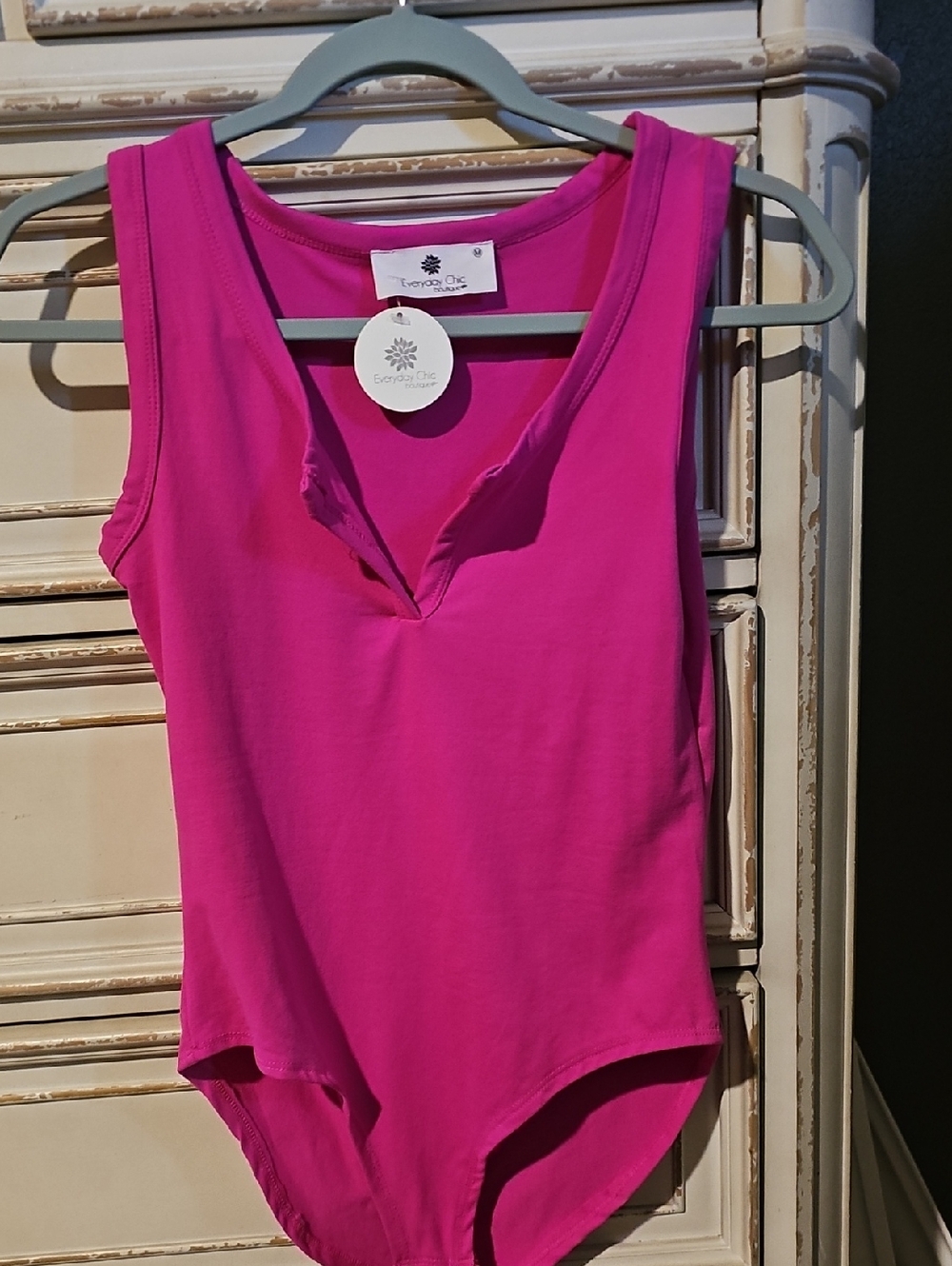Everyday Chic Hot Pink Sleeveless Bodysuit